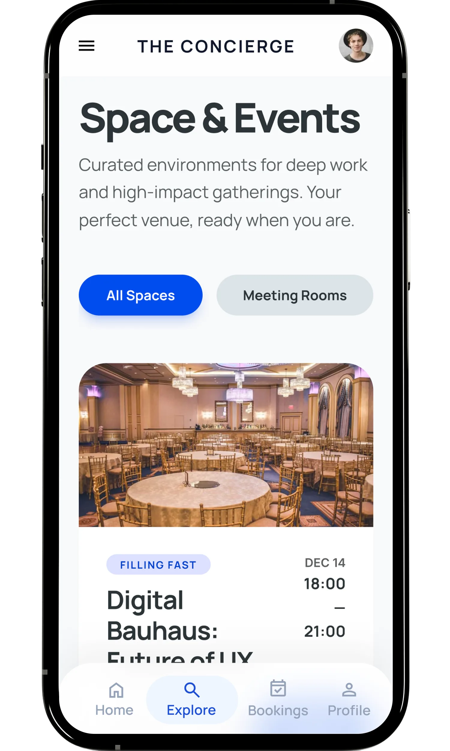 Space and event overview screen